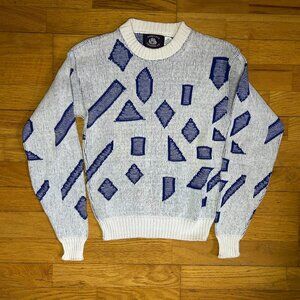Aspetuck Trading Co 100% cotton Vintage Kids knit sweater M 10-12 blue and white